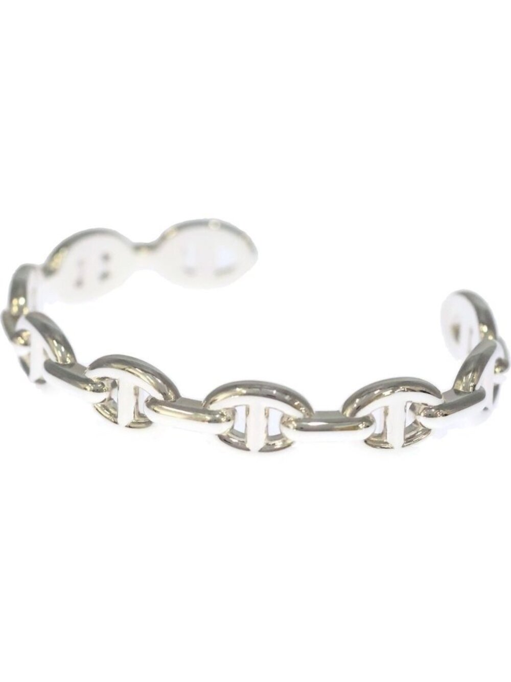 Hermes Chaine D'ancre Enchainee Bangle Blurscuffs Cut Silver Bracelet
